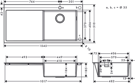 Hansgrohe Einbauspüle 450 mit Abtropffläche  S715-F450