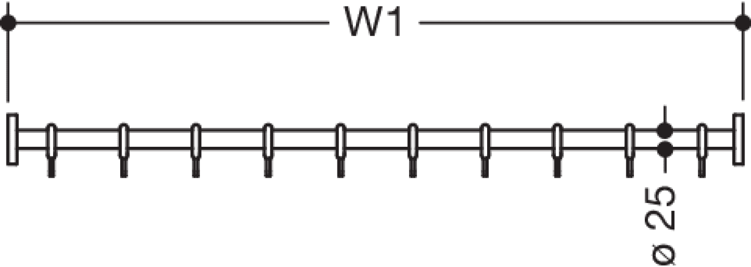 HEWI Vorhangstange, d:25, L:variabel, schliff
