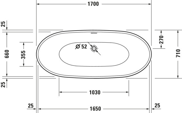 DU DuraVato BW,Freist.,Oval,Weiß,Acryl 1700x710x690mm,RS 2,incl.FG u.AÜL-Garn.