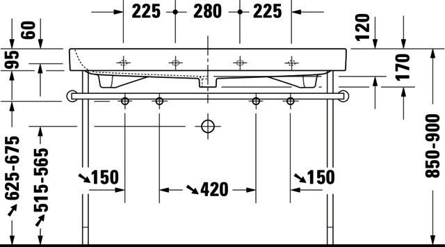 DU Metallkonsole Happy D.2 für 231812, höhenverstellbar, Chrom