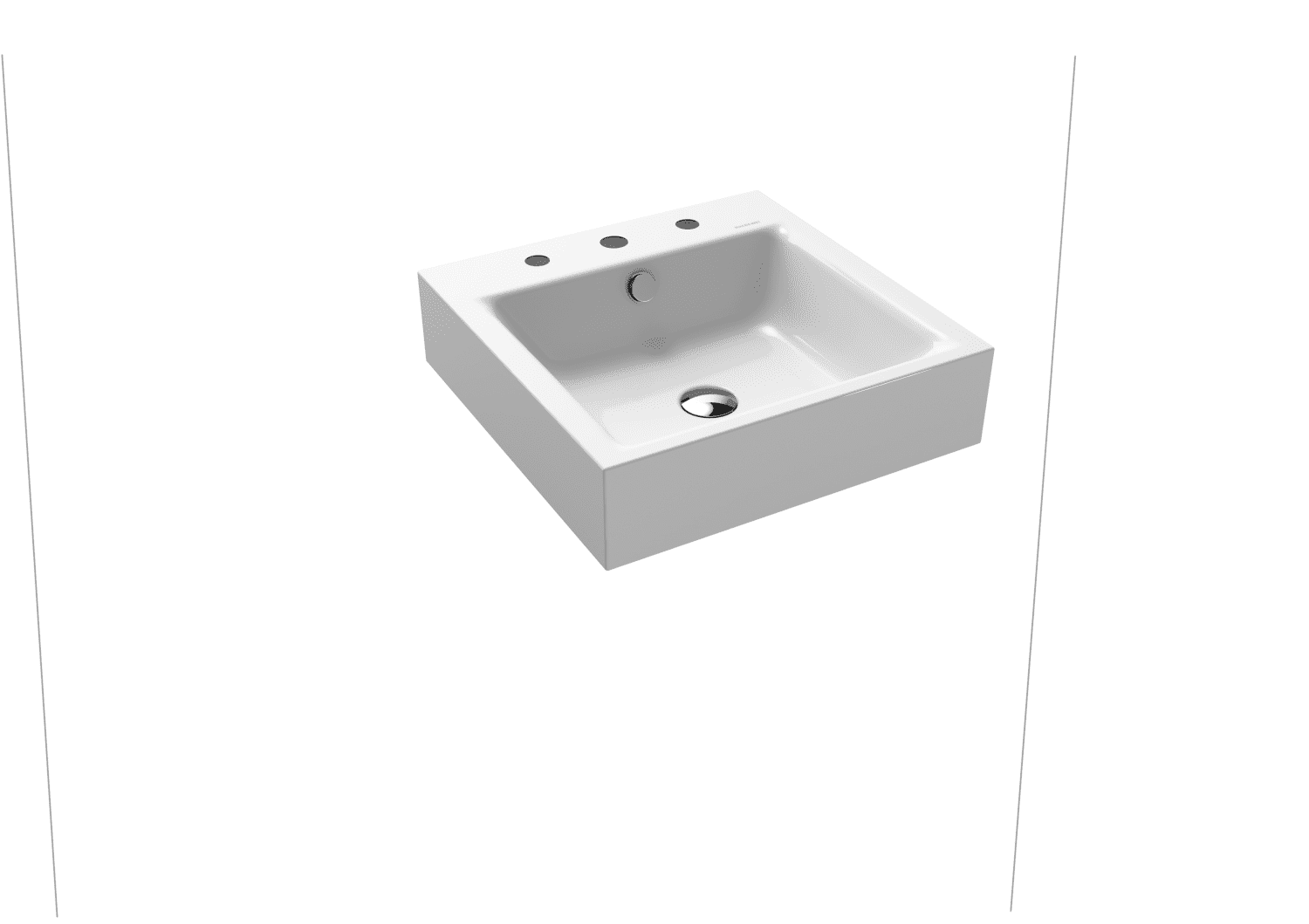KA WB PURO WANDWASCHTISCH Mod.3163,460x 460mm,alpinweiß,PEFF,AD,m. 3HL,mÜL,chr