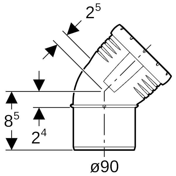 Geberit Silent-Pro Bogen 45Gr d90mm