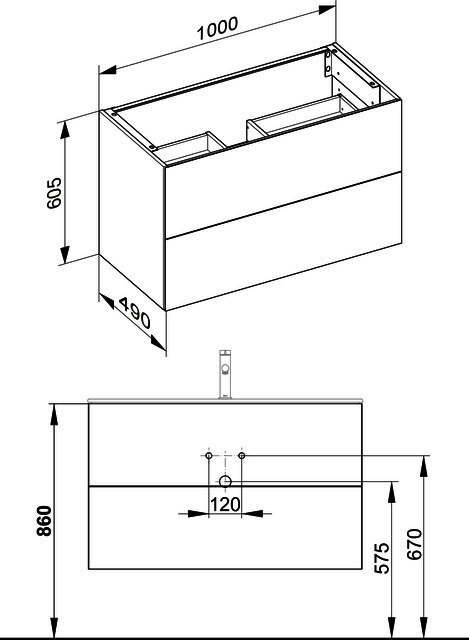 KEUCO WUB X-Line 33173, m.2 Ausz. 1000x605x490mm inox