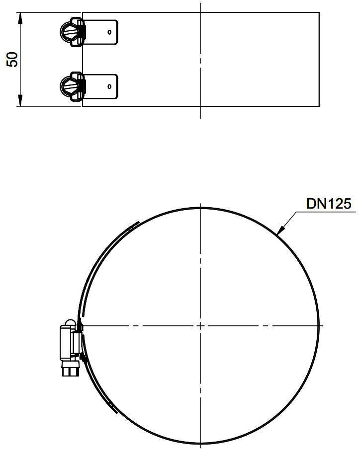 MHG Klemmband PP/Edelstahl optional, DN 80/125