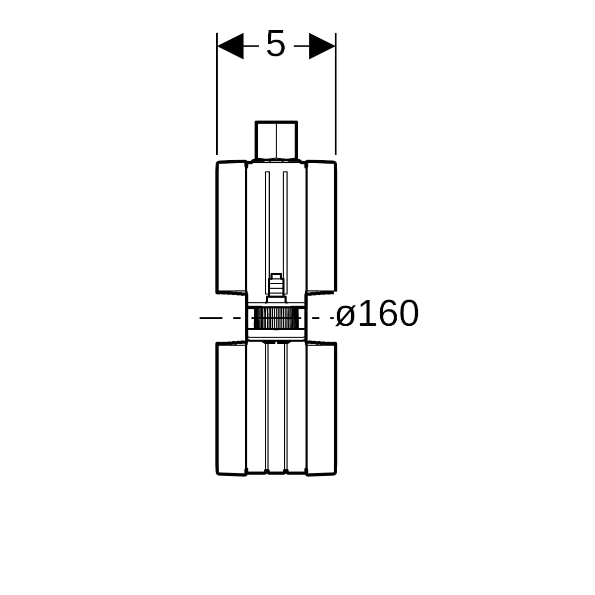 Geberit Rohrschelle d160 gedämmt mit Gewindemuffe M8 / M10