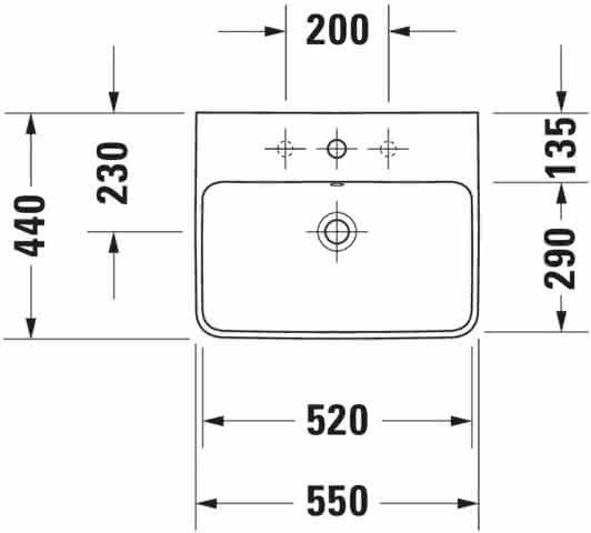 DU Waschtisch ME by Starck 550 mm mit ÜL, mit HLB, 1 HL, weiß