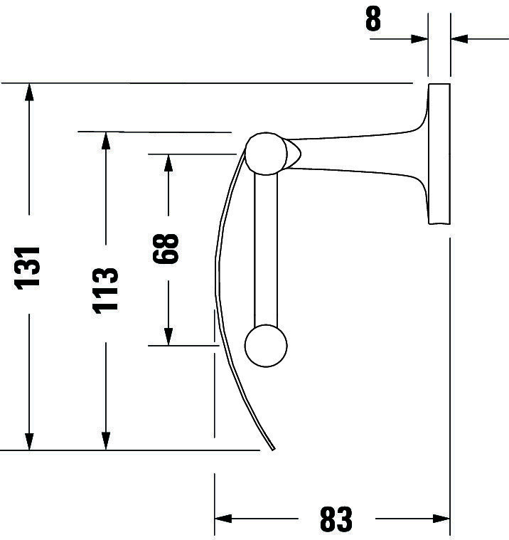 DU Starck T Papierrollenhalter, Schwarz Matt, 125x83x131