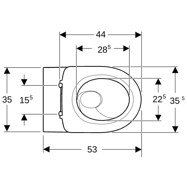 Geberit Acanto Set WWC m. WC-Sitzring, Tiefsp TFlush, geschl.Fo, T:53cm, KeraTect