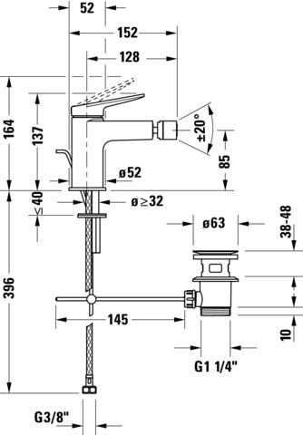 Duravit Wave Einhebel-Bidetmischer Chrom HG