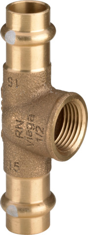 Viega T-Stück mit SC Profipress S 4517.2 in 22mm x Rp1/2 x 22mm Siliziumbronze