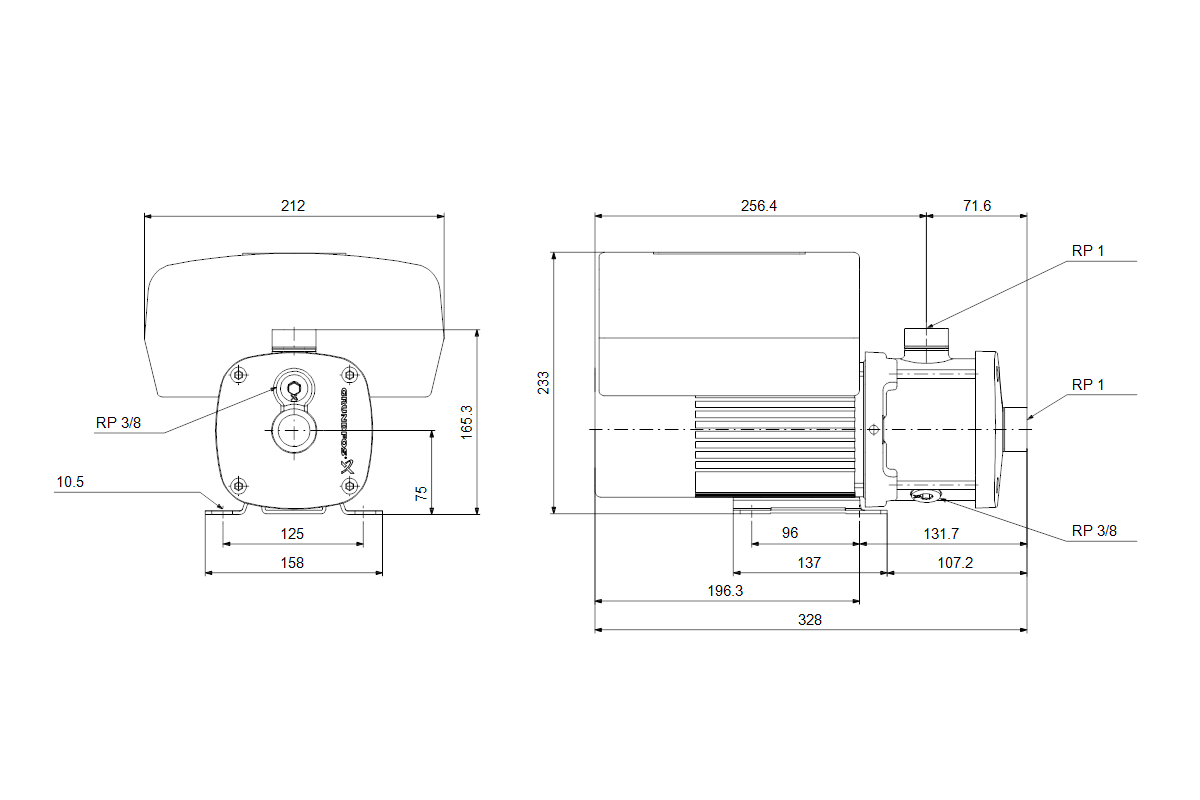 GRUNDFOS Horizontale Kreiselpumpe CME1-2 A-R-G-E-AQQE U-A-D-N