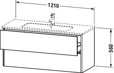 Duravit WT-Unterbau XSquare, 2 Schubkästen 560x1210x478mm, Weiß Seidenmatt