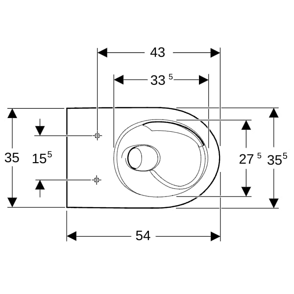 Geberit Renova WWC, Tiefspüler TurboFlush, T:54cm, weiß, KeraTect