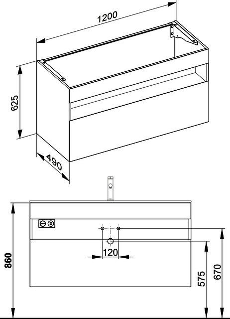 KEUCO WUB Stageline 32882 m.Ausz. 1200x625x490mm vulk.
