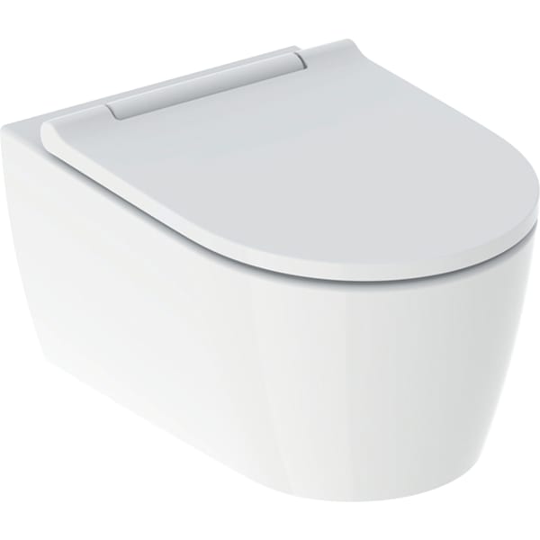 Geberit ONE Set Wand-WC mit WC-Sitz weiß matt/glanzverchromt Geberit ONE Set Wand-WC mit WC-Sitz weiß matt/glanzverchromt