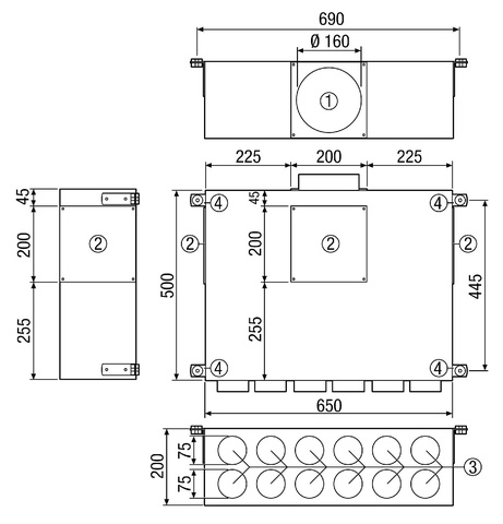 Maico Luftverteile aus Blech MF-BV75-160-12 12 Anschlüsse,Anschluss Flexrohr MF-F75