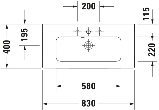 DU MWT compact ME by Starck 830mm mit ÜL, mit HLB, o.HL, weiß