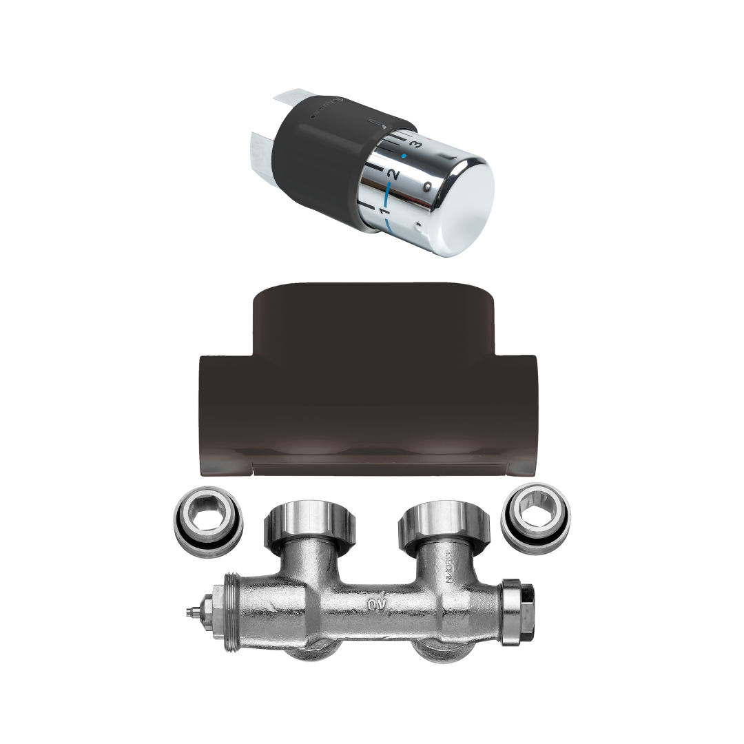 Ventilhahnblock-Kombiset Eckform RAL9005 MT (schwarz soft)