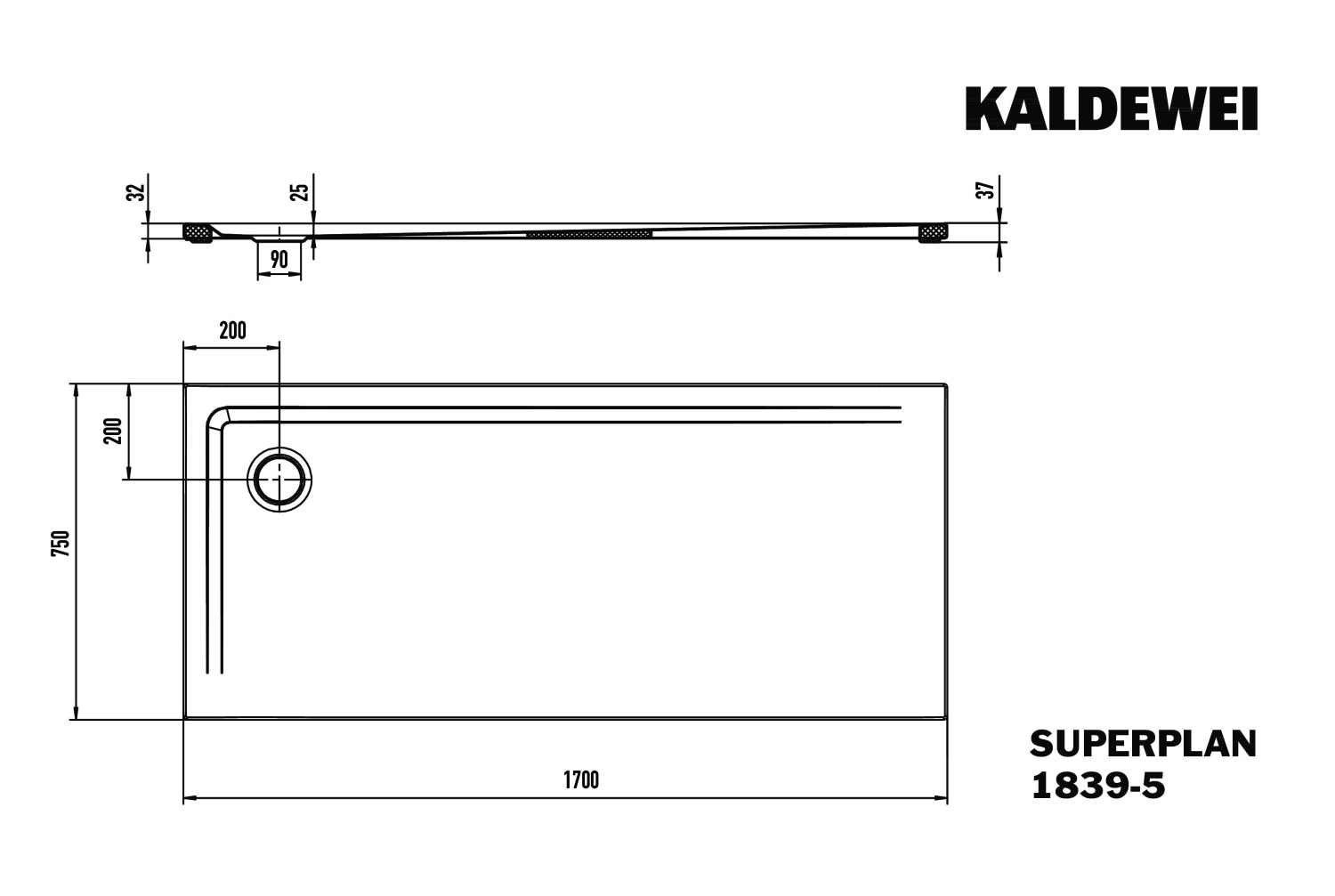 KA DW SUPERPLAN Mod.1839-5,750x1700mm, alpwe,IG,Wt extrafl.