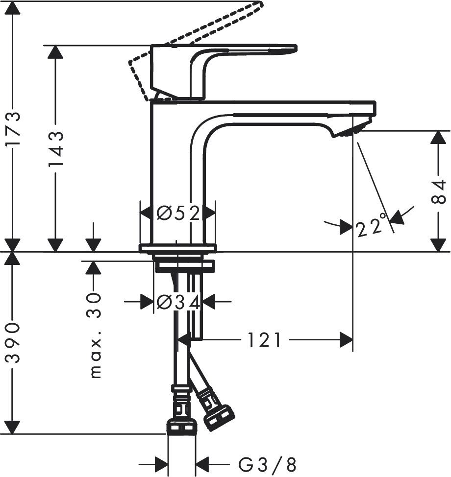 Hansgrohe Einhebel-Waschtischmischer Rebris E  80 CoolStart o. Ablaufg. CHR. PHASEOUT