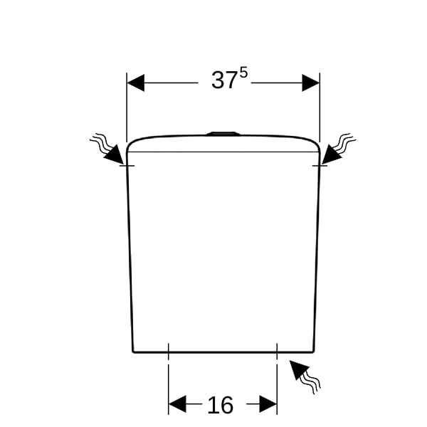 Geberit iCon AP-SPK aufges., 2-Mengen-Sp. Wasseranschluss seitlich, weiß