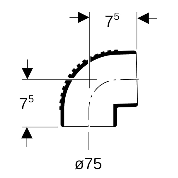 Geberit Silent-db20 Bogen 88,5Gr d75
