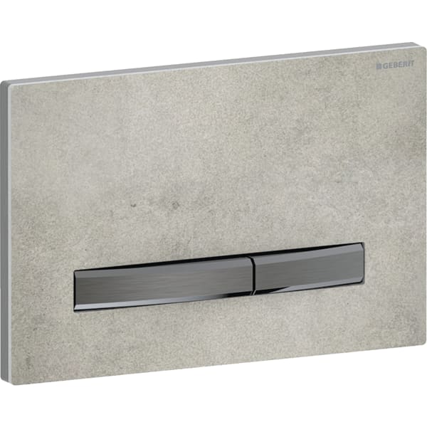 Geberit Sigma50 BetPl., eckig, 2-Mengen-Sp. schwarzchrom gebürstet, Etc/Betonoptik