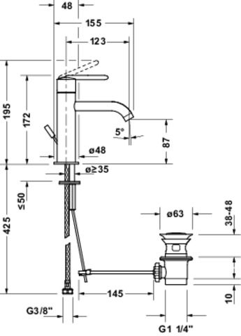 Duravit Balcoon, Einhebel-Waschtischm.S, FreshStart,MinusFlow,m.Zugst.,Chrom Hg