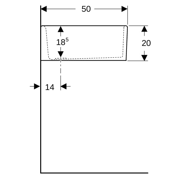 Geberit Publica Mehrzweckbecken ohne Überlauf 70x20x50cm, weiß