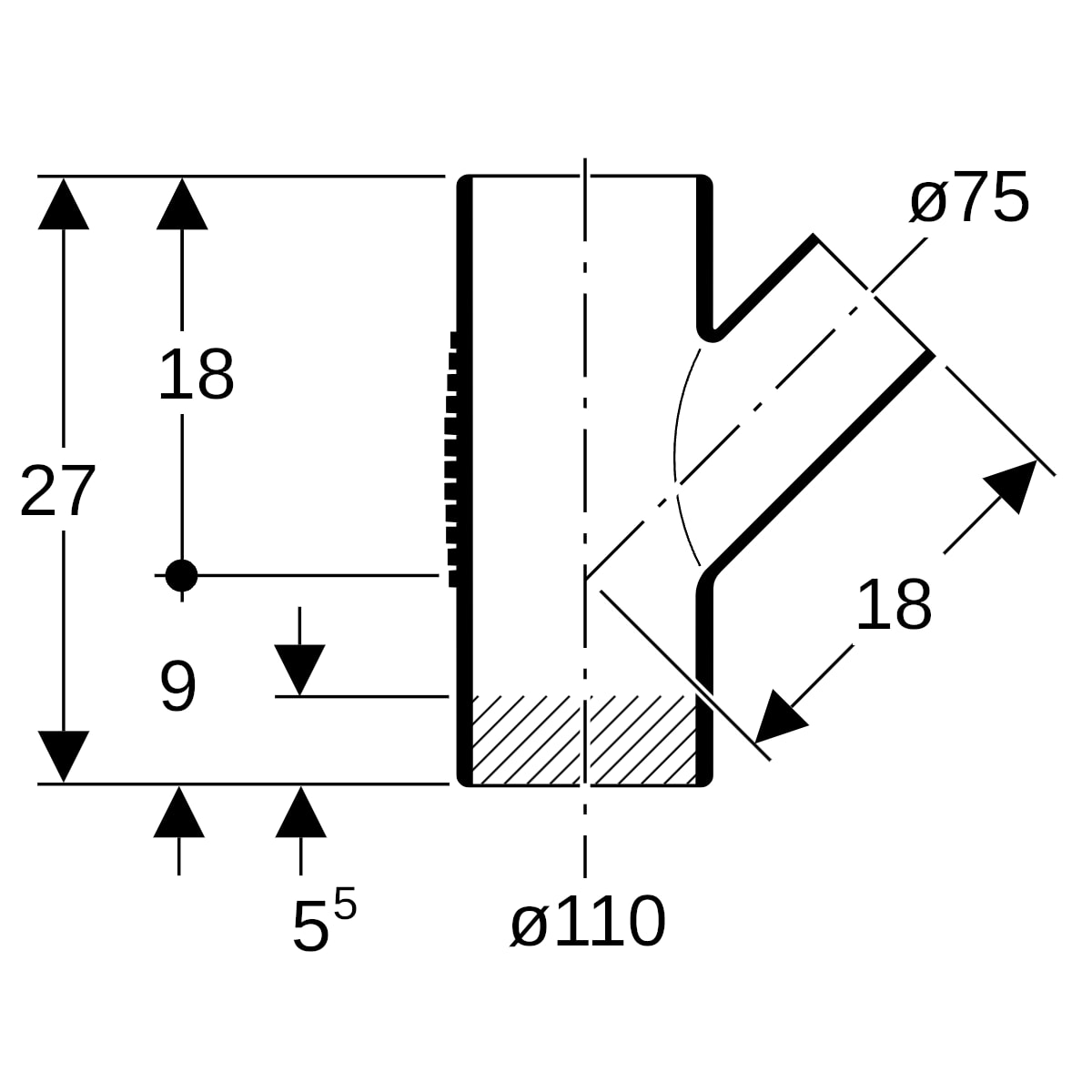 Geberit Silent-db20 Abzweig 45Gr d110/75
