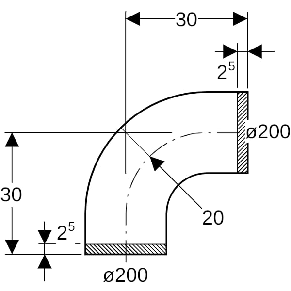 Geberit PE Segmentbogen 90Gr d200