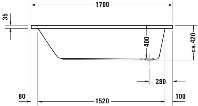 DU D-Code Badewanne 1700x750 Einbau Rückenschr.1 Variabel, Weiß
