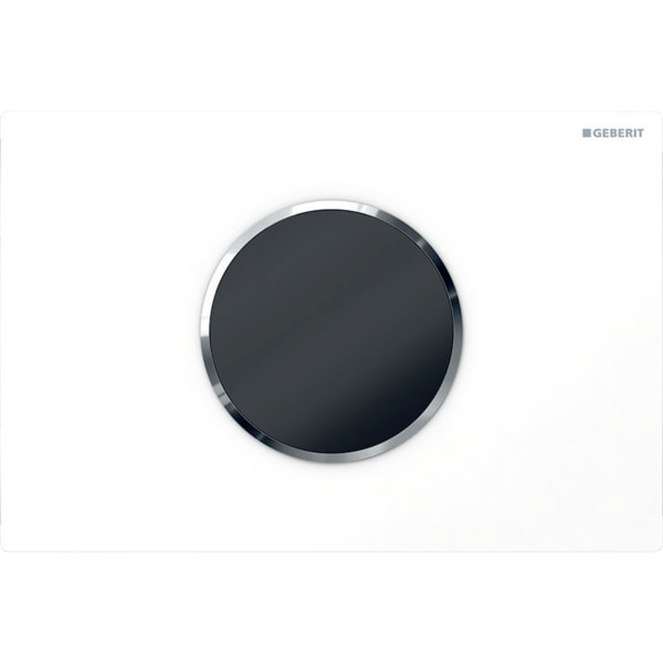Geberit Sigma10 WC-Strg. rund, elek.Sp., Batt autom/bl, weiß glänzend / chrom glänzend