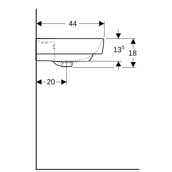 Geberit Renova Plan Aufsatzwaschtisch 55x44cm m. Hahnloch, m. Ül., weiß, KeraTect