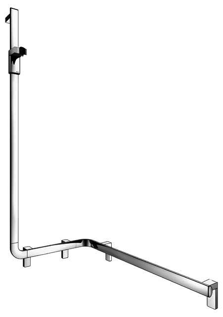 KEUCO Duschhandlauf AXESS 35008, m.Br.stg. li. 850/531/1301mm verchr.