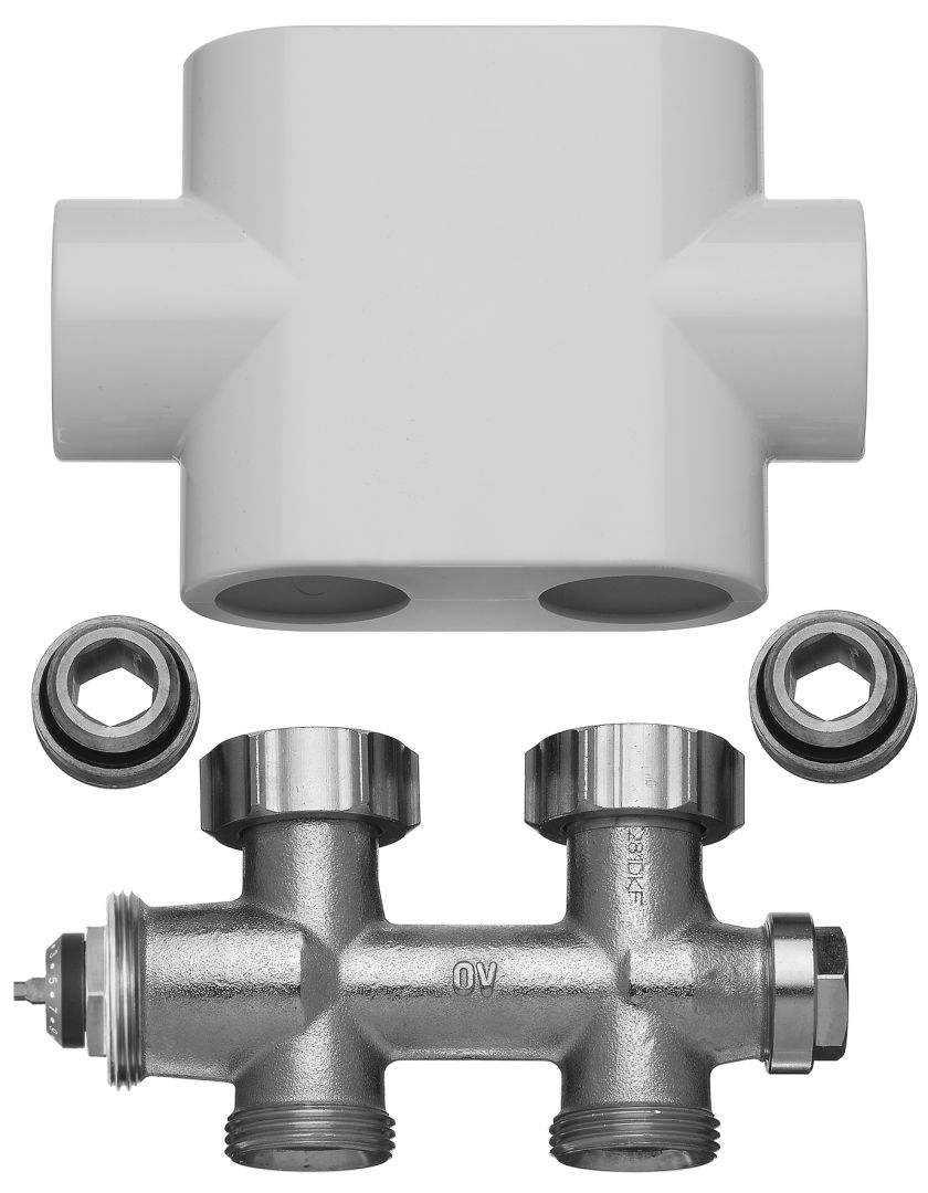 Ventilhahnblock DG incl. Blende weiß mit dynamischer Durchflussregelung