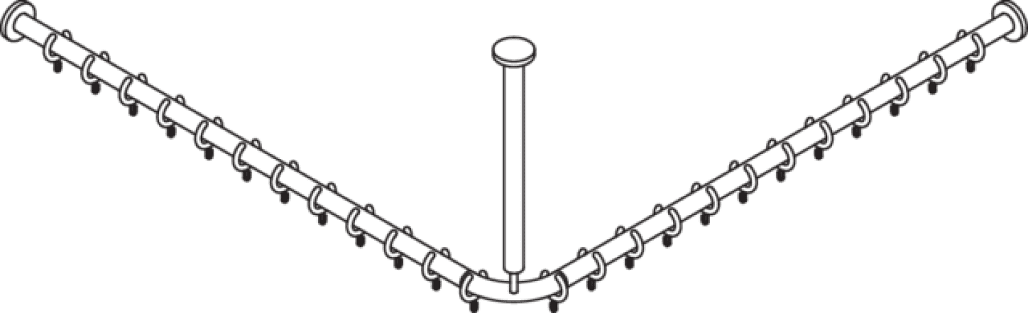 HEWI VH-Stange Ser 801,A1/2:1183,kürzb, 24 Ringe, Deckenabh. A:500 reinweiß