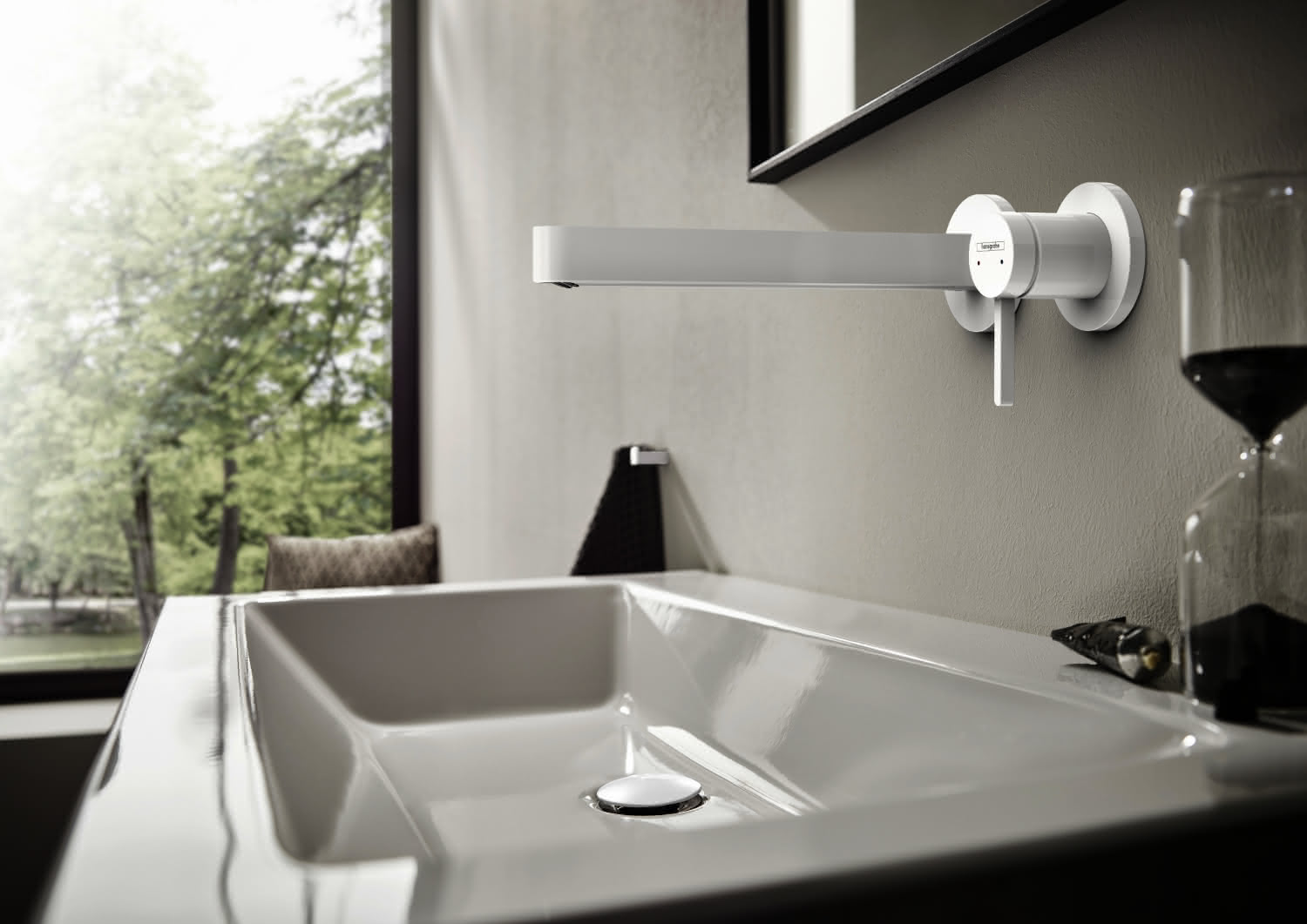 Hansgrohe 2-Loch Waschtischmischer Unterputz Finoris F-Set langer Auslauf mattweiss