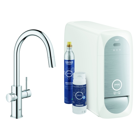 GROHE Starterkit GROHE Blue Home 31541 auszb. Mousseur BT/WIFI C-Auslauf chrom