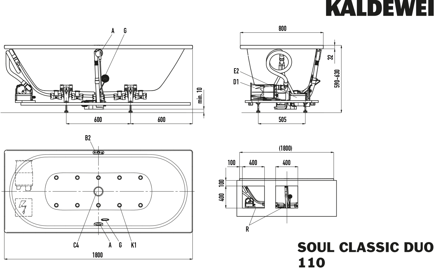 KA BW CLASSIC DUO Mod.110 SOUL,1800x800 mm,alpinweiß matt,links,alpwm