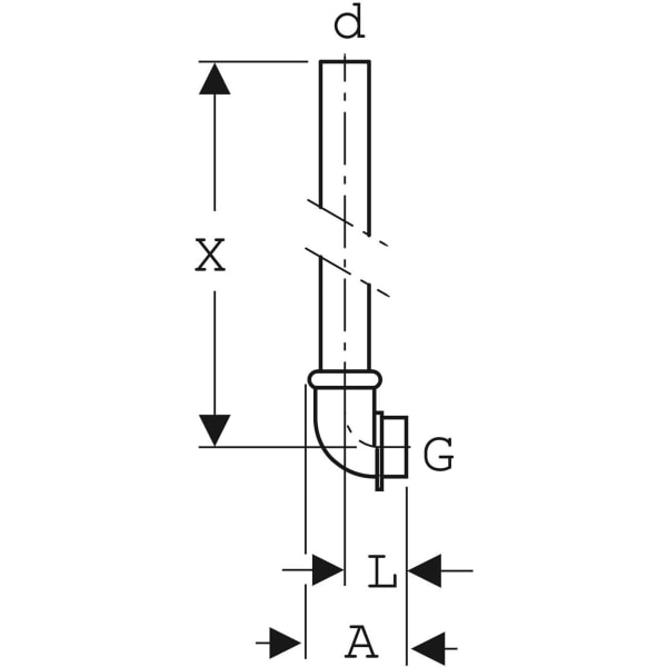 Geberit Spühlrohrzwischenstück für Urinal d32