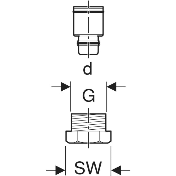 Geberit Anschlussverschraubung mit Aussengewinde d16-G1/2 Heimeier