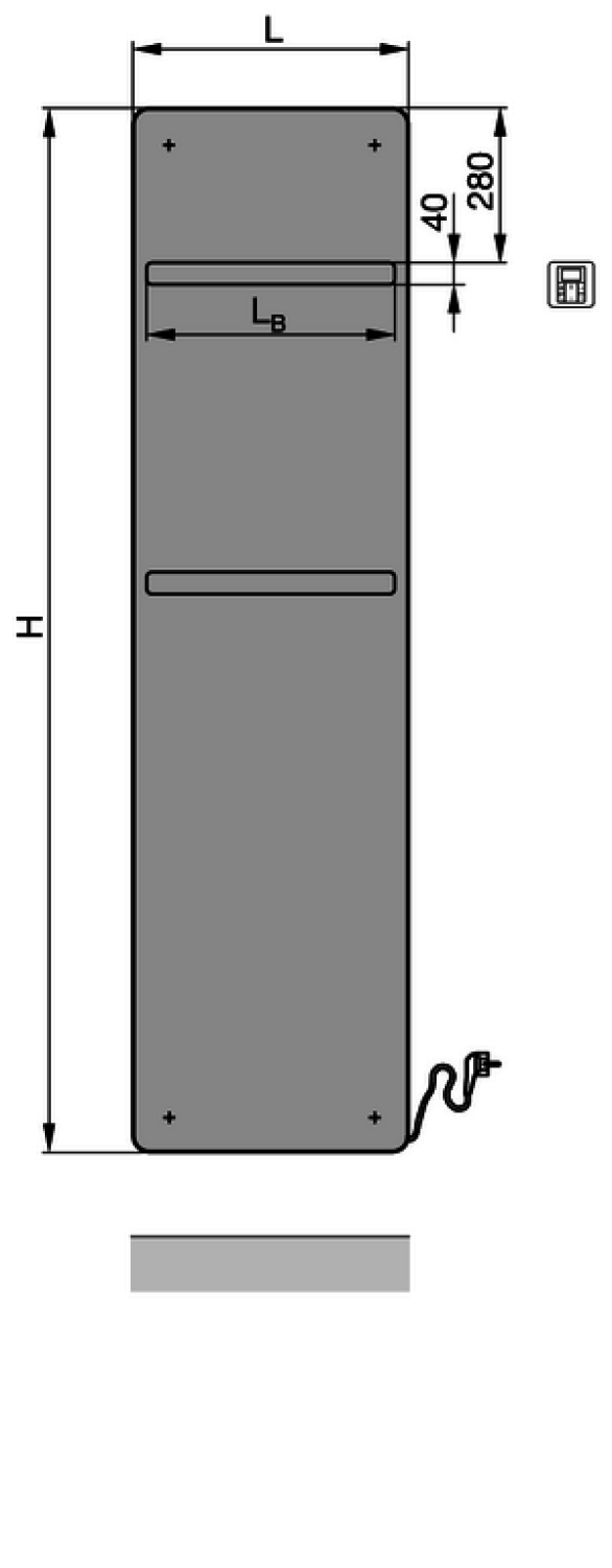 ZE Design-HK Vitalo Bar elektrisch VIPE-190-050/GD 1890x16x500, RAL 9016