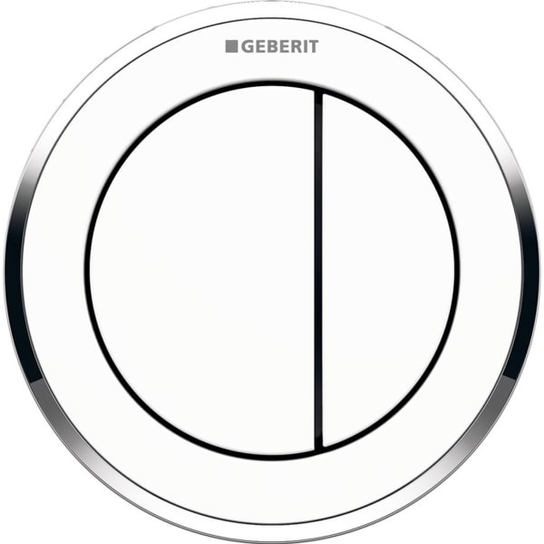 Geberit Typ 10 Fernbetätigung, rund, pmeum. 2-M-Sp., Möbeldrücker, weiß glzd / chrg