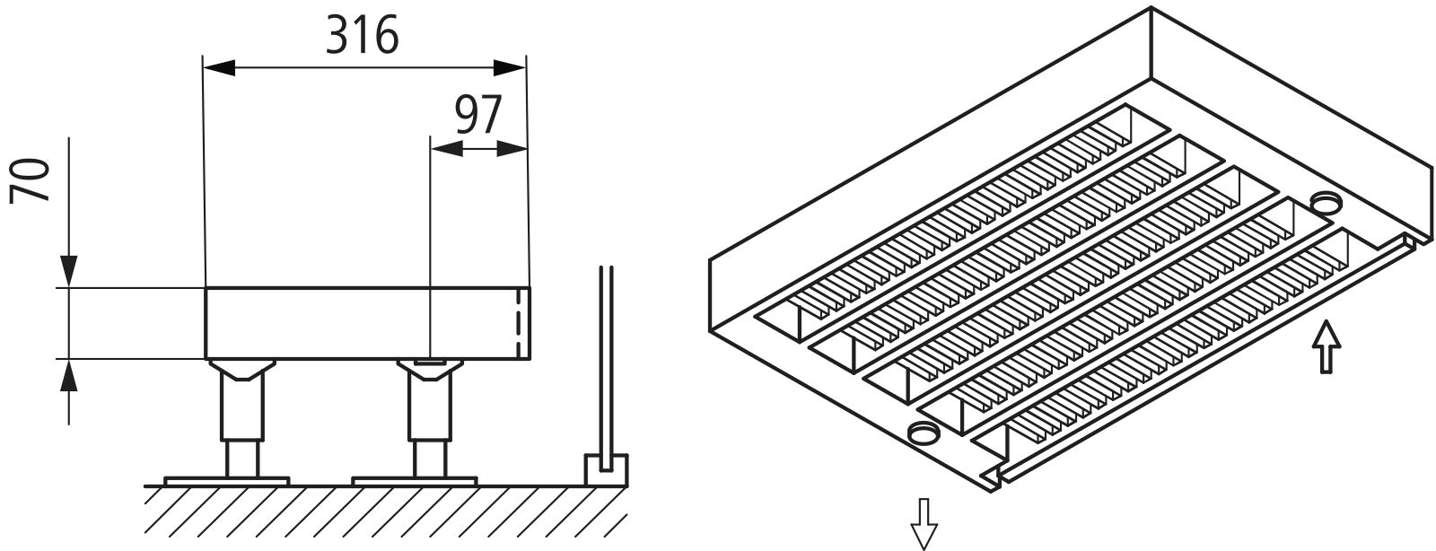 Kermi Kon m. Str. Typ55 BH280x316x2400 QN6888, weiß, 6bar, o. Abd., AB Uni.