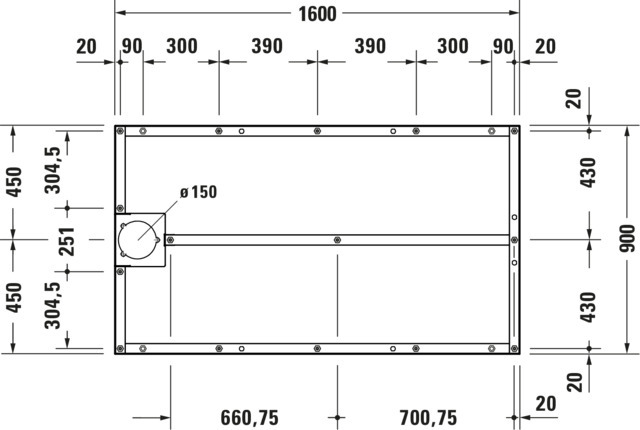 DU Fußgestell für Stonetto Duschwanne 1600x900mm