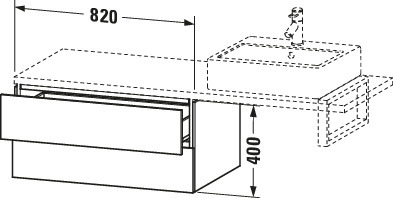 Duravit US für Konsole L-Cube 400x820x548mm 2 Schubkästen, Betongrau Matt
