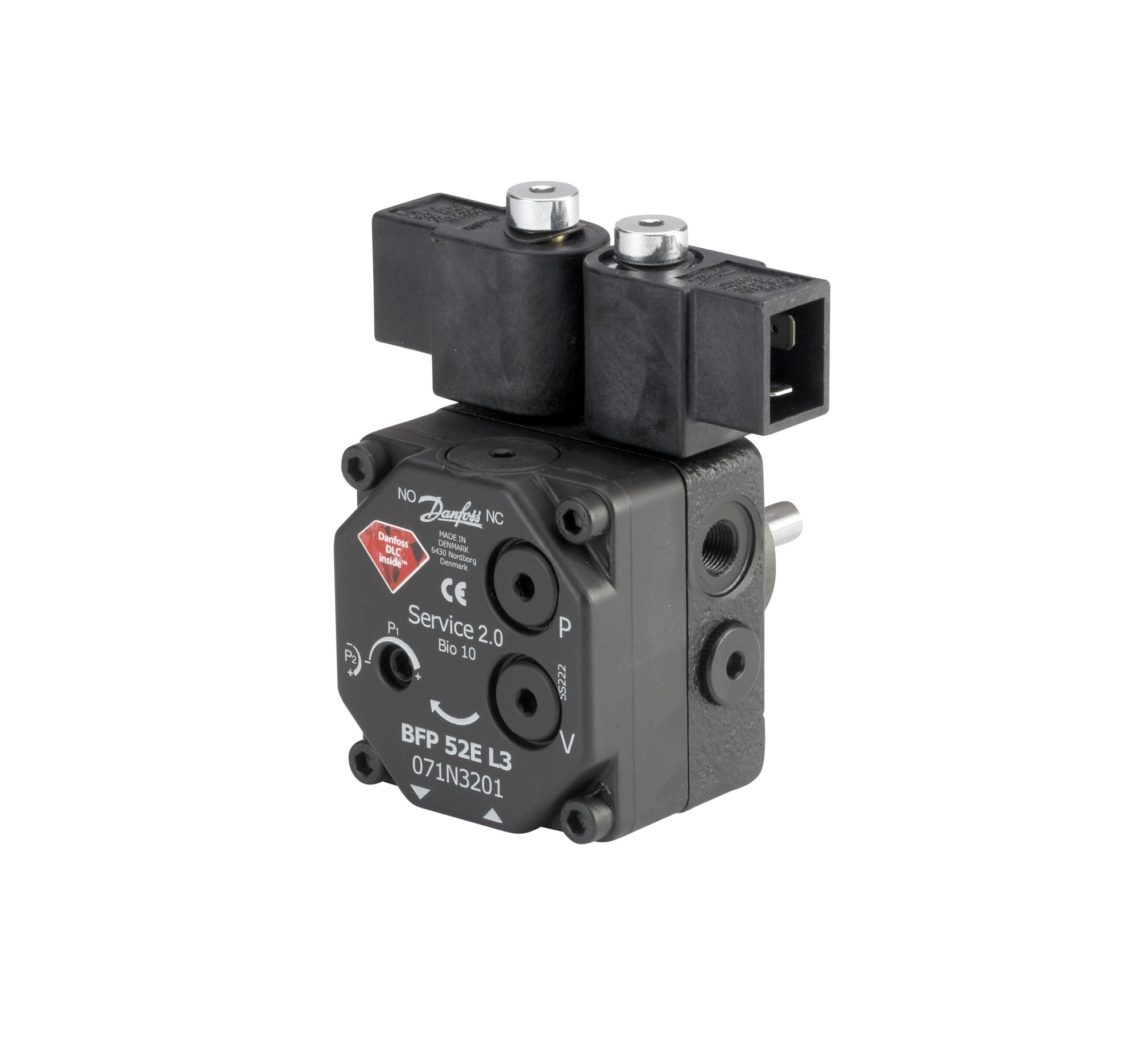 Danfoss Ölbrennerpumpe BFP 52 E L3 LES 2 Ventile, 24 l/h, Drehr. li, Anschl. re Danfoss Ölbrennerpumpe BFP 52 E L3 LES 2 Ventile, 24 l/h, Drehr. li, Anschl. re