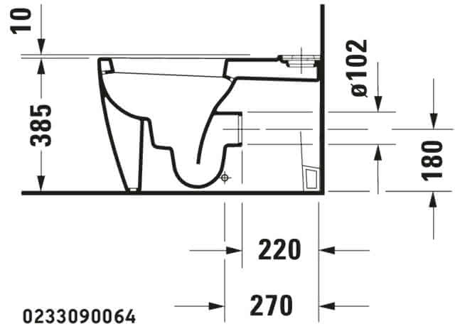 DU Stand-WC Kombi Starck 1 640 mm Tiefspüler, f.SPK, Abg.Vario, weiß