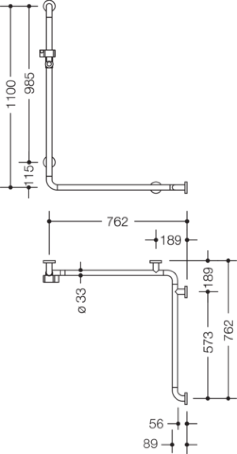 HEWI Dusch-Wannenhdl. m.Br.H.St., AM1:1100, W1/2:762 signalweiß